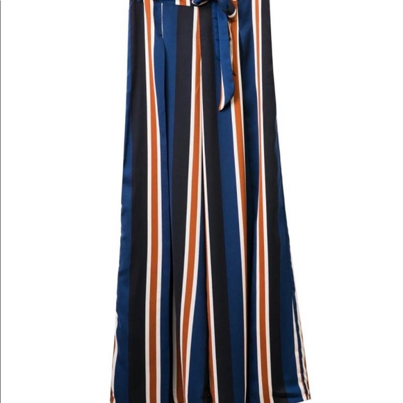 Stripped wide leg pants with belt - Picture 14 of 16